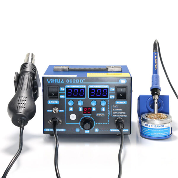 YIHUA 862BD+ Visible Adjustable Temperture Air Volume BGA Rework Station Hot Air Soldering Station SMD Rework Station with ESD