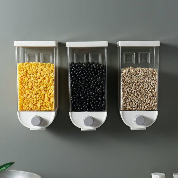 Kitchen Wall-Mounted Storage Tank Cereal Rice Bean Sealed Can Oatmeal Dispenser Wholesale