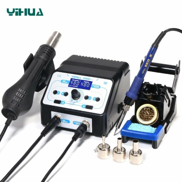 YIHUA 938BD+I 750W Soldering Iron Station Declined Display SMD Rework Station LCD Welding Station Hot Air Gun Soldering Station