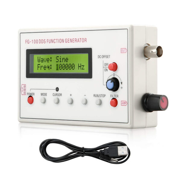 FG-100 DDS Function Signal Generator Frequency Counter 1Hz-500KHz Generator Sine+Triangle+Square Wave Frequency Counter Function Generator Tester