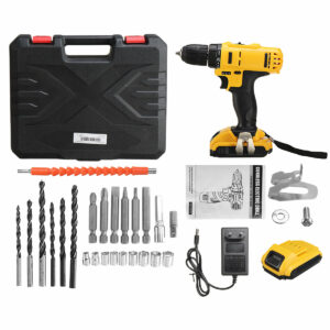 21V 520N.m Electric Drill Cordless Rechargeable Screwdriver Hammer Drill Set w/ Battery
