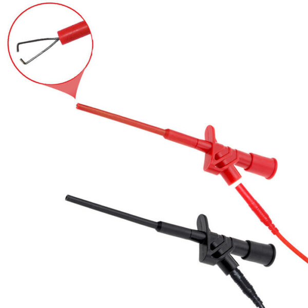 2Pcs Red DANIU P5004 Professional Insulated Quick Test Hook Clip High Voltage Flexible Testing Probe - Red