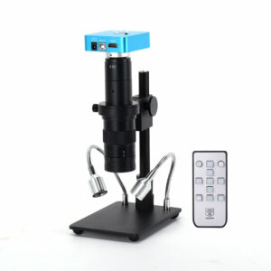 34MP 2K Industrial Microscope Camera HDMI USB Outputs 180X C-mount Lens LED Light Small Boom for PCB Repair Soldering