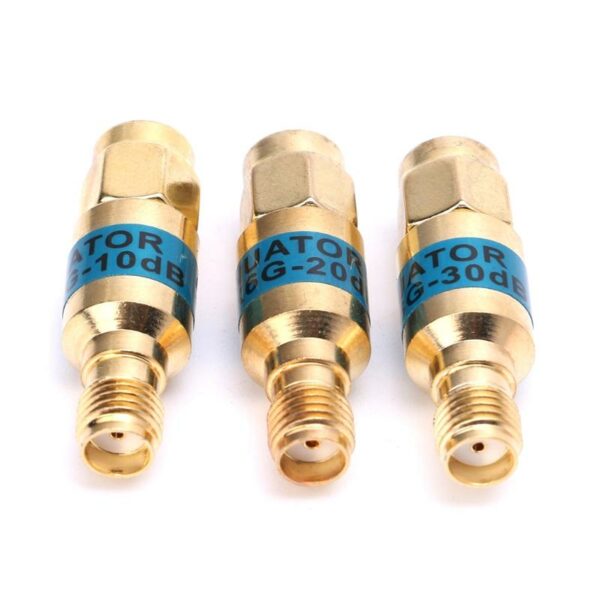 3Pcs 30DB 2W 0-6GHz Golden Attenuator SMA-JK Male to Female RF Coaxial Attenuator
