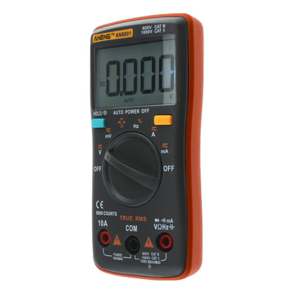 ANENG AN8001 Orange Professional True RMS Digital Multimeter 6000 Counts Backlight AC/DC Ammeter Voltmeter Resistance Capacitance Frequency Tester + Test Lead Set
