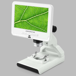 Anondstar 2MP Digital Microscope AD108 7 Inch LCD Screen Microscopes with Plastic Stand for School Student Coins Jeweler