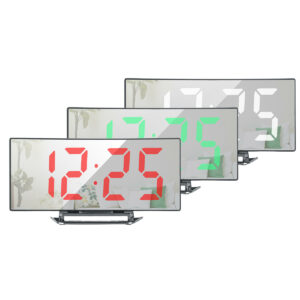 Curved LED Digital Alarm Clock Mirror Table Display Temperature Snooze USB Room