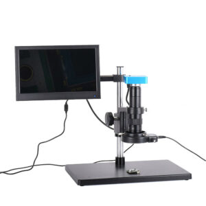 Full Set 34MP 2K Industrial Soldering Digital Microscope Camera USB Outputs 180X C-mount Lens 56 LED  11.6 inch screen