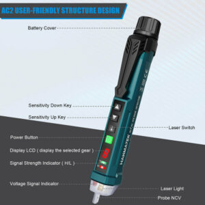 HANMATEK Non-contact AC Voltage Test Pen Detector AC12-1000V Electric Lighting Pen + Funny Cat Laser Pointer