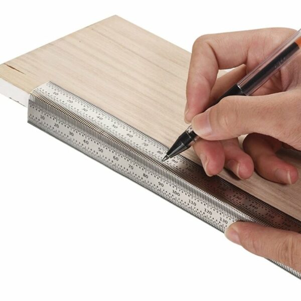 High-Precision Scale Ruler T-Type Hole Ruler Stainless Woodworking Scribing Mark Line Gauge Carpenter Measuring Tool