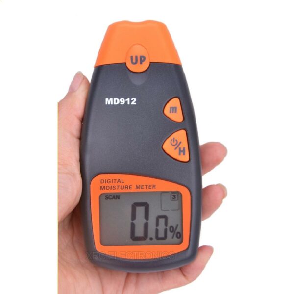 MD912 Portable Wood Moisture Meter Hygrometer Timber Tree Density Digital Electrical Tester Temperature Self-compensation 4 Tree Species Corrections Data Hold