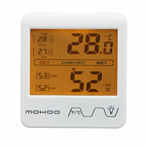 MOHOO Indoor Thermometer Hygrometer Digital Hygrometer Thermometer Temperature and Humidity Meter with Backlight for Room Home Greenhouse