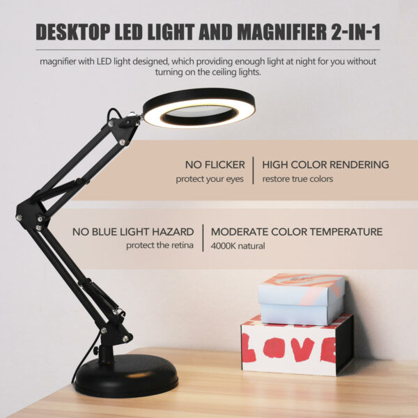 Magnifier Lamp Desktop LED Magnifier Lamp Nail Salon 5X Magnifying Lamp Eyeliner Manicure Tattoo Beauty Light Tattoo Accessories