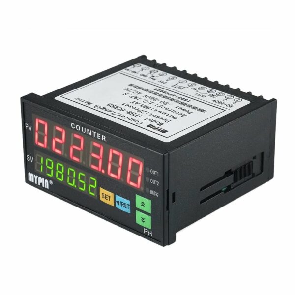 Multi-functional Dual LED Display Digital Counter 90~265V AC/DC Length Meter with 2 Relay Output and Pulse PNP NPN