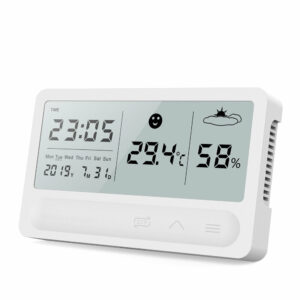 Multifunction Chargeable Thermometer Hygrometer Automatic Electronic Temperature Humidity Monitor Alarm Clock Large LCD Screen