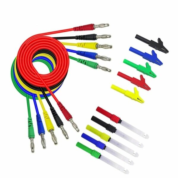 P1043B 4mm Banana Plug Test Leads Kit with Saffty Piercing Needle Test Probes + Alligator Clips for Multimeter Testing