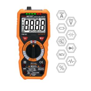 PEAKMETER Digital Multimeter PM18C with True RMS AC/DC Voltage Resistance Capacitance Frequency Temperature NCV Tester