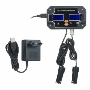 PH/EC-2681 2 in 1 Water Quality Tester pH/EC Meter Waterproof Double Display Tester Black EU Plug