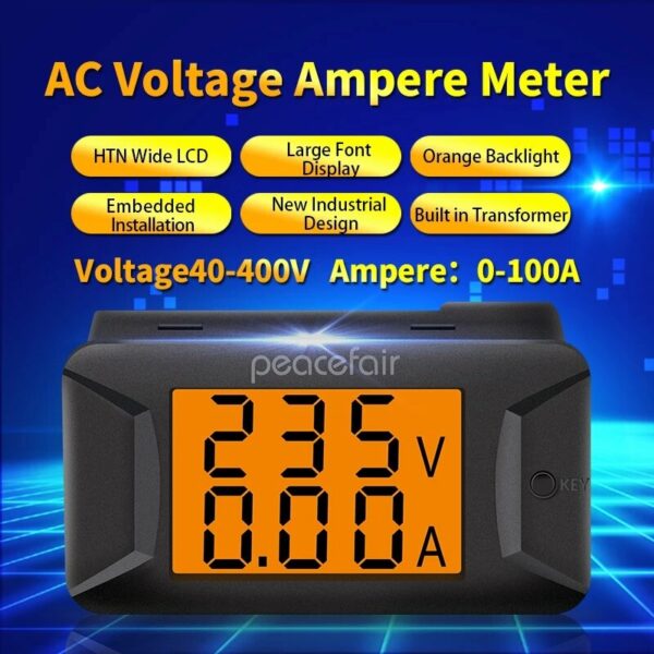 Peacefair PZEM-026 AC Single Phase 400V 100A Digital Ammeter Voltmeter Electronic Load Smart Voltage Tester