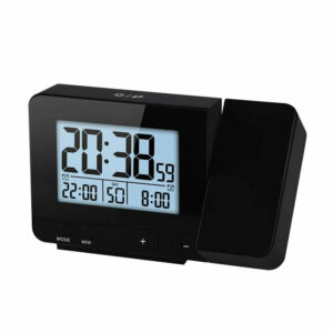 Projection Alarm Clock for Bedroom with Thermometer Hygrometer Digital Project Ceiling Clock Dimmable LED Display with USB Charger 180°Rotable with Dual Alarms 12/24H Snooze