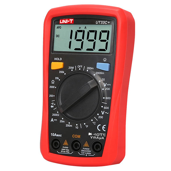 UNI-T UT33C+ Digital Multimeter Voltmeter Ammeter Resistance Meter Temperature Tester  ℃/℉ Palm Size