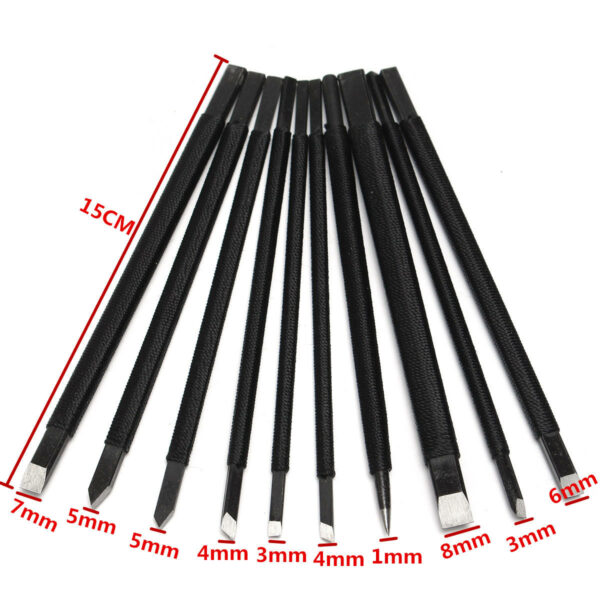 10Pcs Steel Chisel Set Stone Wood Carving Artist Woodworkers Tool
