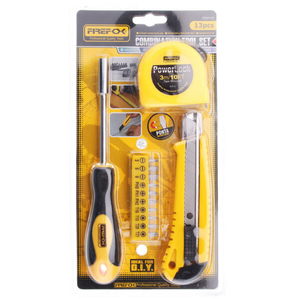 13Pcs DIY Household Hand Tool Kit Maintenance Repair Kits Tape Measure Screwdriver Cutter Tool