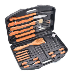 18 PCS Stainless-Steel Barbecue Set with Storage Case BBQ Grill Tool Accessories Kit For Camping Cookware Outdoor Activity