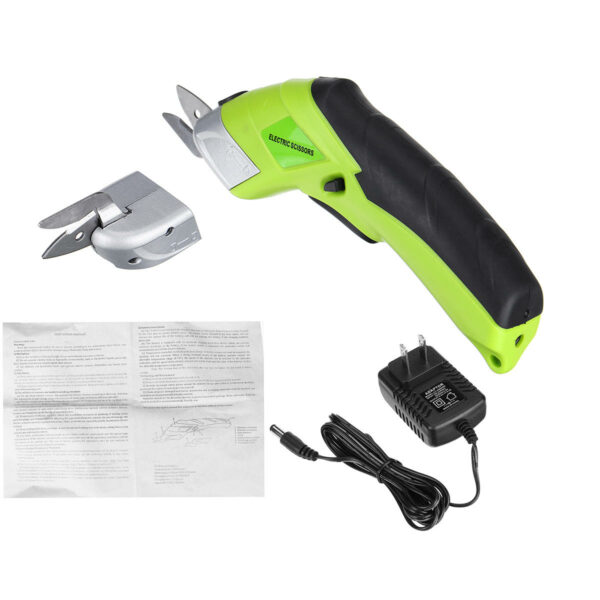 220V Electric Automatic Scissors Cordless Shears Fabric Paper Cutter 2 Blades & Case