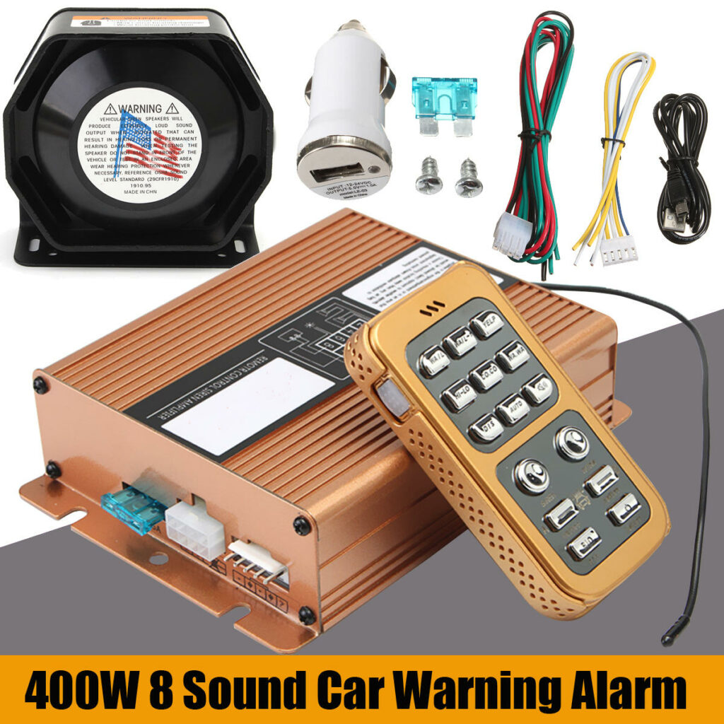 400W 8 Sound Loud Warning Alarm Police Siren Horn Speaker MIC System ...