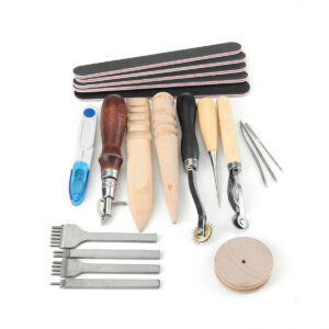50PCS Leather Craft Tools Kit Hand DIY Sewing Stitching Carving Work Punch Saddle for Leather Working