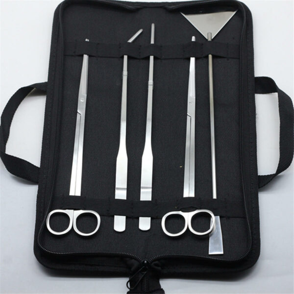5Pcs Stainless Steel Aquarium Aquascaping Tank Aquatic Plant Fish Cutter Tweezers Tool with Pouch