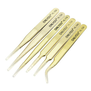 6Pcs BGA Precision Golden Sanding ESD Tweezers Set Stainless Steel Anti-static Tweezers Repair Tool