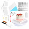 73 Pcs Cake Decorating Sets Stainless Pastry Nozzles Cake Turntable Sets Confectionery Bag Baking Tools For Cakes
