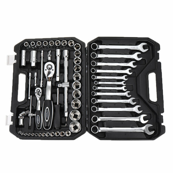 CREST 61PCS Professional Car Repair Hand Tool Set General Tool Kit with Plastic Toolbox Storage Case Socket Wrench for Auto Repair Tools