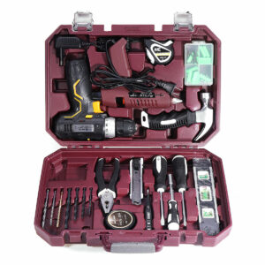 CREST Professional Red 12V Ugraded Lithium Electric Power Drill Set with Plastic Toolbox