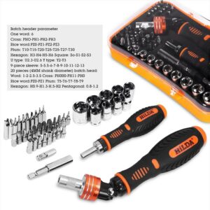HILDA® 43 In 1 Precision Ratcheting Screwdriver Set Magnetic Screwdrivers Set Electronics Repair Tool DIY Driver Kit