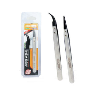 JAKEMY JM-T10-11 Stainless Steel Electronic Anti-static Tweezers Pointed and Curved Replaceable Tweezer Kit