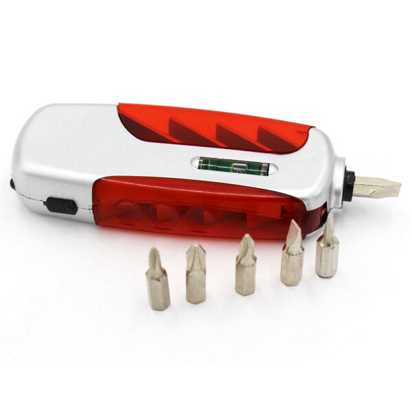 Multi-function 4 In 1 Mini Tool With Level One Meter Measuring Tape 6pcs Screwdrivers Head And LED Light