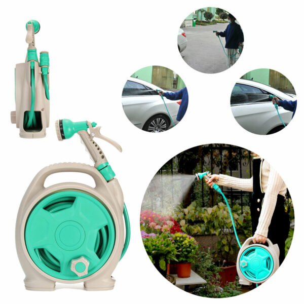 Portable Watering Irrigation Garden Water Spray Car Washing Hose Pipe Reel