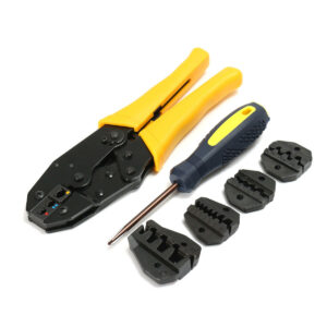 WXK-30JN Insulated Terminals Ferrules Crimping Plier Ratcheting Crimper Tool with 5 Interchangeable Tips