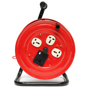 220V Multi-Outlet 3 Plug Heavy Duty Red Electrical Extension Cord Reel Storage Wind-Up Reel
