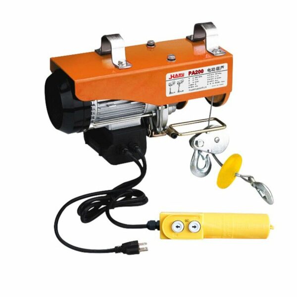 220V PA100kg 200kg 220lbs 440lbs Electric Hoist Crane Portable Lifter Overhead Garage Winch Effort Elevator with Wired Remote Control