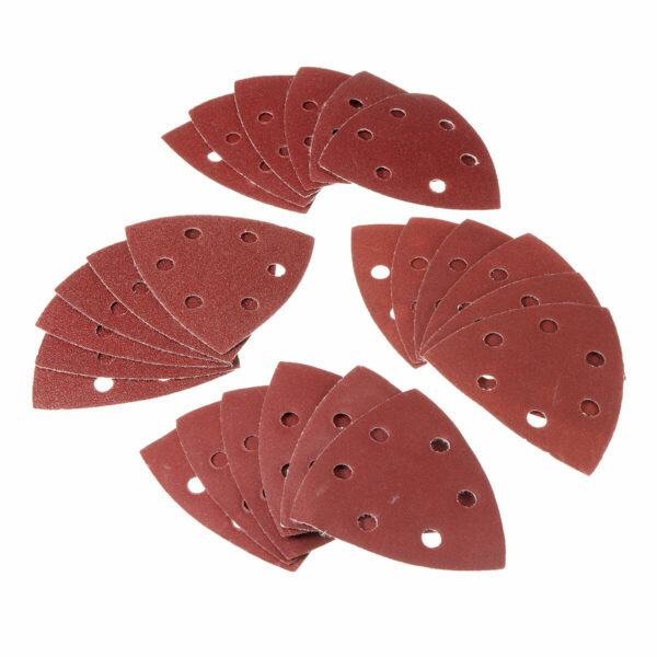 24Pcs Sand Grains Are Uniform Full and Wear-resistant Swing Triangle Six-hole Red Sandpaper for Sanding and Polishing