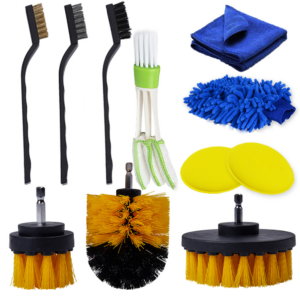 26pcs Drill Scrubber Cleaning Drill Brush Set Detail Brush Attachment for Car Leather Air Vents Wheel Rim Auto Dirt Dust Clean
