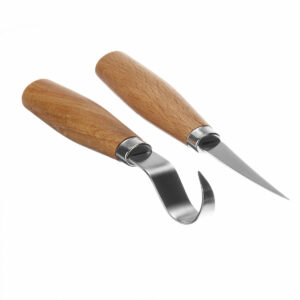 2PCS/Set Stainless Steel Woodcarving Cutter Woodwork Sculptural DIY Wood Handle Spoon Carving Knife Woodcut Tools