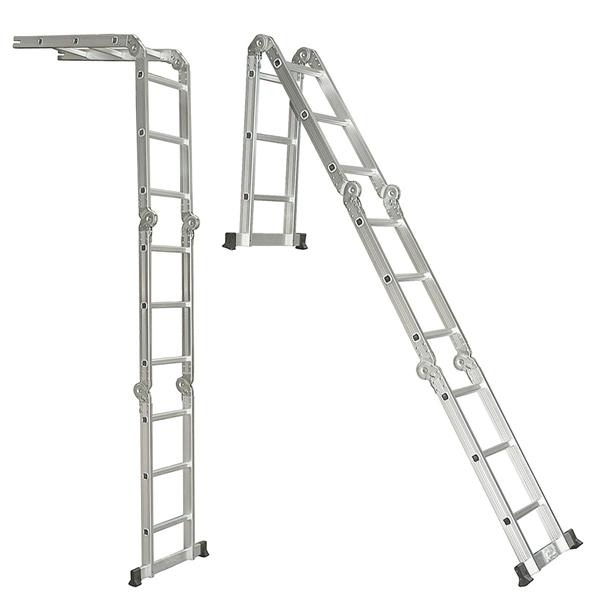 3.6M Multipurpose Aluminum Alloy Ladder 4Fold x 3Steps Ladder Scaffold Extendable