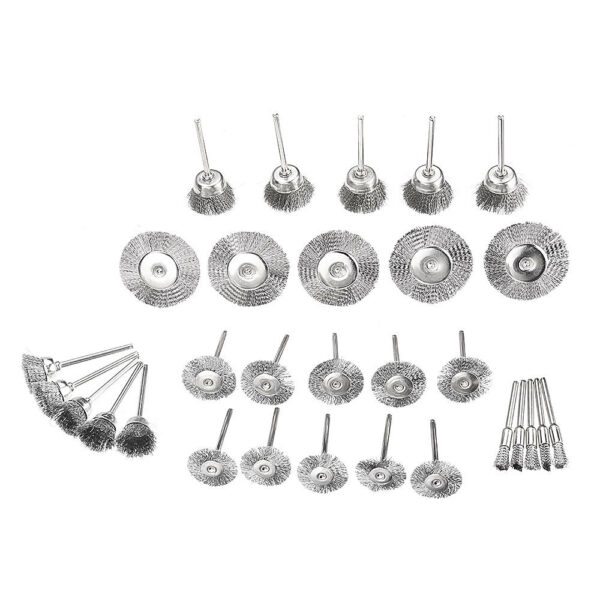 30pcs Stainless Steel Wire Brush Set Cleaner Polishing Brushes Cup Wheel For Dremel Rotary Tool