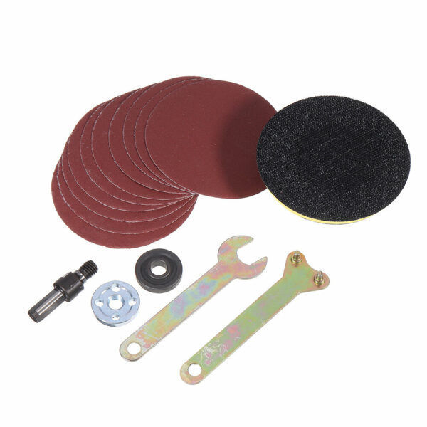 4 Inch Sanding Pad with 10pcs Sandpapers and 5pcs Flange Nuts Grinding Accessories for Polishing Abrasive Tools