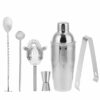 5/6Pcs Stainless Steel Cocktail Shaker Bar Set Mixer Drink Bartender Tools Home